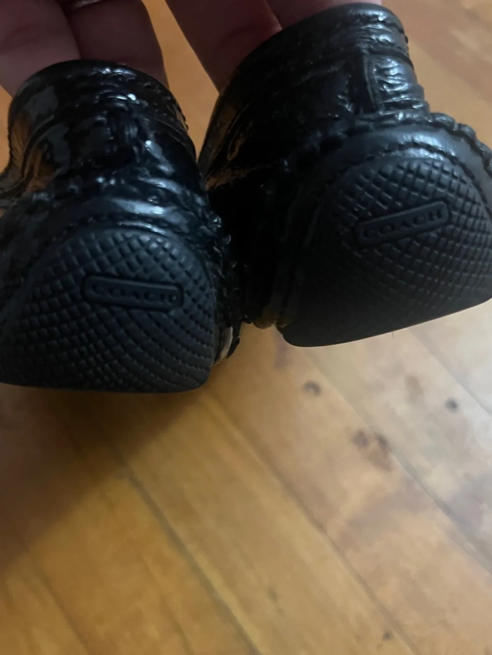 Coach Black Patent Leather Slip-On Loafers